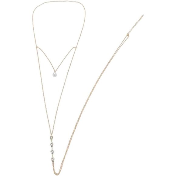 🆕 Women Gold Rhinestone Peal Back Chain Necklace Lingerie Waist Belly Jewelry - Picture 6 of 6